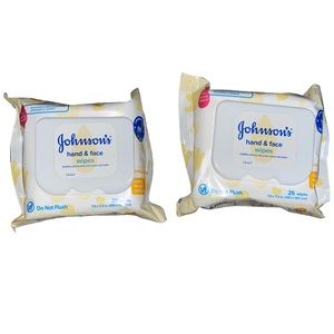 Johnson’s Hand And Face Wipes 25 Count Lot Of 2 NEW